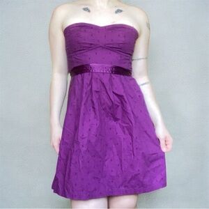 Purple Strapless American Eagle Outfitters Y2K Mini Dress Silky Ribbon Waist